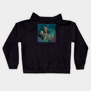 Cute mermaid with fantasy fish Kids Hoodie